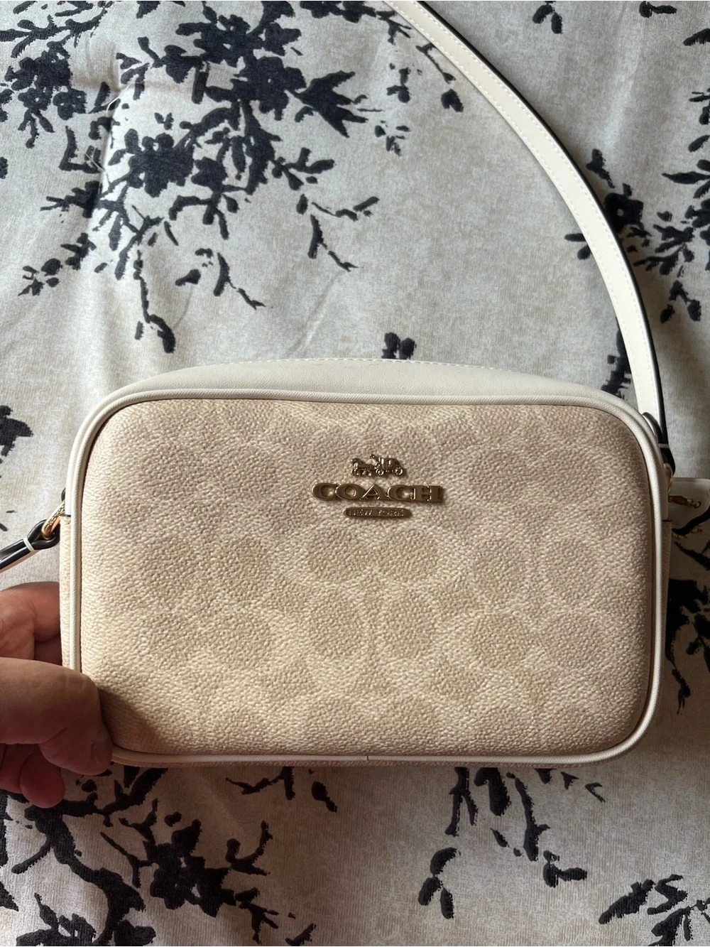 Coach Chalk/Tan Signature Pebble Crossbody Bag